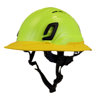 Type II + Vented Hi-Viz Yellow Safety Helmet with Yellow FlexBrim (T2VHYFBYL - Three Quarter View)