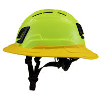 Type II + Vented Hi-Viz Yellow Safety Helmet with Yellow FlexBrim (T2VHYFBYL - Left)