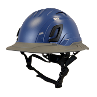 Type II + Vented Kentucky Blue Safety Helmet with Dove Gray FlexBrim (T2VKBFBDG - Three Quarter View)