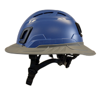 Type II + Vented Kentucky Blue Safety Helmet with Dove Gray FlexBrim (T2VKBFBDG - Left)