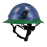 Type II + Vented Kentucky Blue Safety Helmet with Forest Green FlexBrim (T2VKBFBFG - Three Quarter View)