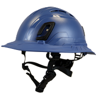 Type II + Vented Kentucky Blue Safety Helmet with Kentucky Blue FlexBrim (T2VKBFBKB - Three Quarter View)