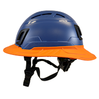 Type II + Vented Kentucky Blue Safety Helmet with Orange FlexBrim (T2VKBFBOR - Left)