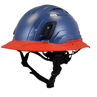Type II + Vented Kentucky Blue Safety Helmet with Red FlexBrim (T2VKBFBRD - Three Quarter View)