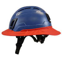 Type II + Vented Kentucky Blue Safety Helmet with Red FlexBrim (T2VKBFBRD - Left)