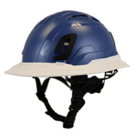 Type II + Vented Kentucky Blue Safety Helmet with White FlexBrim (T2VKBFBWH - Three Quarter View)