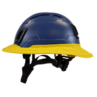 Type II + Vented Kentucky Blue Safety Helmet with Yellow FlexBrim (T2VKBFBYL - Left)