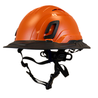 Type II + Vented Orange Safety Helmet with Black FlexBrim (T2VORFBBK - Three Quarter View)