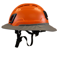 Type II + Vented Orange Safety Helmet with Dove Gray FlexBrim (T2VORFBDG - Left)