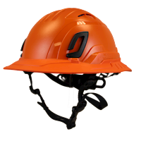 Type II + Vented Orange Safety Helmet with Hi-Viz Orange FlexBrim (T2VORFBHO - Three Quarter View)