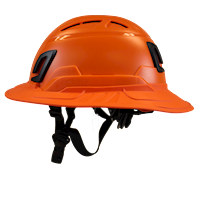 Type II + Vented Orange Safety Helmet with Hi-Viz Orange FlexBrim (T2VORFBHO - Left)