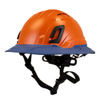 Type II + Vented Orange Safety Helmet with Kentucky Blue FlexBrim (T2VORFBKB - Three Quarter View)