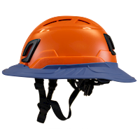 Type II + Vented Orange Safety Helmet with Kentucky Blue FlexBrim (T2VORFBKB - Left)