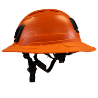 Type II + Vented Orange Safety Helmet with Orange FlexBrim (T2VORFBOR - Left)