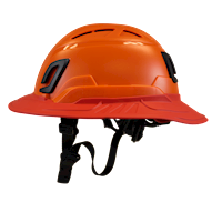 Type II + Vented Orange Safety Helmet with Red FlexBrim (T2VORFBRD - Left)