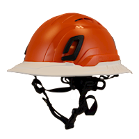 Type II + Vented Orange Safety Helmet with White FlexBrim (T2VORFBWH - Three Quarter View)
