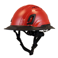 Type II + Vented Red Safety Helmet with Black FlexBrim (T2VRDFBBK - Three Quarter View)
