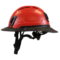 Type II + Vented Red Safety Helmet with Black FlexBrim (T2VRDFBBK - Left)