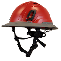 Type II + Vented Red Safety Helmet with Dove Gray FlexBrim (T2VRDFBDG - Three Quarter View)