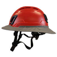 Type II + Vented Red Safety Helmet with Dove Gray FlexBrim (T2VRDFBDG - Left)