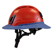 Type II + Vented Red Safety Helmet with Kentucky Blue FlexBrim (T2VRDFBKB - Left)
