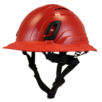 Type II + Vented Red Safety Helmet with Red FlexBrim (T2VRDFBRD - Three Quarter View)
