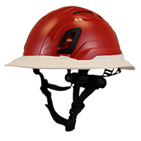 Type II + Vented Red Safety Helmet with White FlexBrim (T2VRDFBWH - Three Quarter View)