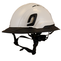 Type II + Vented White Safety Helmet with Black FlexBrim (T2VWHFBBK - Three Quarter View)