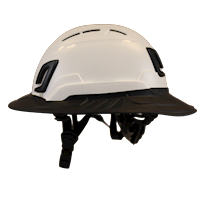 Type II + Vented White Safety Helmet with Black FlexBrim (T2VWHFBBK - Left)