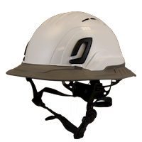 Type II + Vented White Safety Helmet with Dove Gray FlexBrim (T2VWHFBDG - Three Quarter View)