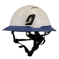 Type II + Vented White Safety Helmet with Kentucky Blue FlexBrim (T2VWHFBKB - Three Quarter View)