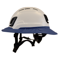 Type II + Vented White Safety Helmet with Kentucky Blue FlexBrim (T2VWHFBKB - Left)