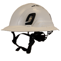 Type II + Vented White Safety Helmet with White FlexBrim (T2VWHFBWH - Three Quarter View)