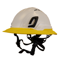 Type II + Vented White Safety Helmet with Yellow FlexBrim (T2VWHFBYL - Three Quarter View)