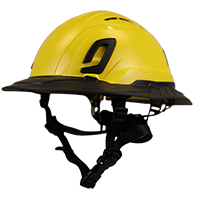 Type II + Vented Yellow Safety Helmet with Black FlexBrim (T2VYLFBBK - Three Quarter View)