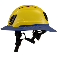 Type II + Vented Yellow Safety Helmet with Kentucky Blue FlexBrim (T2VYLFBKB - Left)