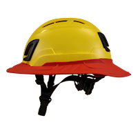 Type II + Vented Yellow Safety Helmet with Red FlexBrim (T2VYLFBRD - Left)