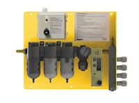 Bullard Resp SAR Air Filter CAB 50 CFM Panel 10 PPM Manifold 4 Outlet Ind Interchange Stainless Outlet (CAB50PMSS - Front)