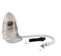 Bullard Resp SAR CC20 Assembly Comp Air 20TICH Hood Tychem QC Acetate 0.040" Double Bib C30WHR 20BT Clamp F30 1/4" Ind Interchange (CC20TICH30 - Front)