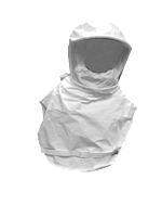 Bullard Resp SAR RT Assembly Comp Air Disposable RT2 Hood Tychem QC Acetate 0.020" Double Bib Inflatable Neck Cuff RTBT Clamp (RT2DA - Front)