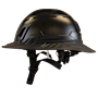 Type II + Non-Vented Black Safety Helmet with Black FlexBrim (T2NBKFBBK - Left)