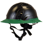 Type II + Non-Vented Black Safety Helmet with Forest Green FlexBrim (T2NBKFBFG - Three Quarter View)