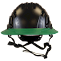 Type II + Non-Vented Black Safety Helmet with Forest Green FlexBrim (T2NBKFBFG - Front)