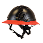 Type II + Non-Vented Black Safety Helmet with Hi-Viz Orange FlexBrim (T2NBKFBHO - Three Quarter View)