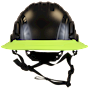 Type II + Non-Vented Black Safety Helmet with Hi-Viz Yellow FlexBrim (T2NBKFBHY - Front)