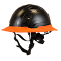 Type II + Non-Vented Black Safety Helmet with Orange FlexBrim (T2NBKFBOR - Three Quarter View)