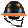 Type II + Non-Vented Black Safety Helmet with Orange FlexBrim (T2NBKFBOR - Front)