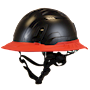 Type II + Non-Vented Black Safety Helmet with Red FlexBrim (T2NBKFBRD - Three Quarter View)