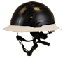 Type II + Non-Vented Black Safety Helmet with White FlexBrim (T2NBKFBWH - Three Quarter View)