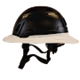 Type II + Non-Vented Black Safety Helmet with White FlexBrim (T2NBKFBWH - Left)